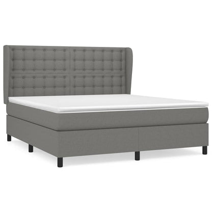 Boxspring Met Matras Stof Donkergrijs 160 x 200 cm Knopen