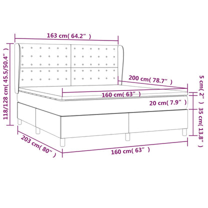 Boxspring Met Matras Stof Donkerbruin 160 x 200 cm Knopen