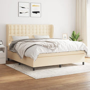 Box spring with fabric cream-colored mattress 160x200 cm