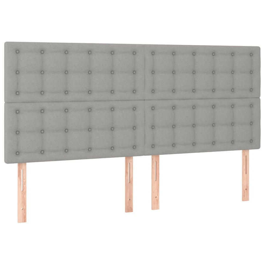 Boxspring Met Matras Stof Lichtgrijs 180X200 Cm Lichtgrijs 180 x 200 cm Knopen
