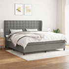 Box spring with dark gray fabric mattress 200x200 cm