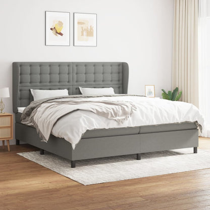 Boxspring Met Matras Stof Donkergrijs 200 x 200 cm Knopen