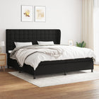 Box spring bed with mattress fabric black 200x200 cm