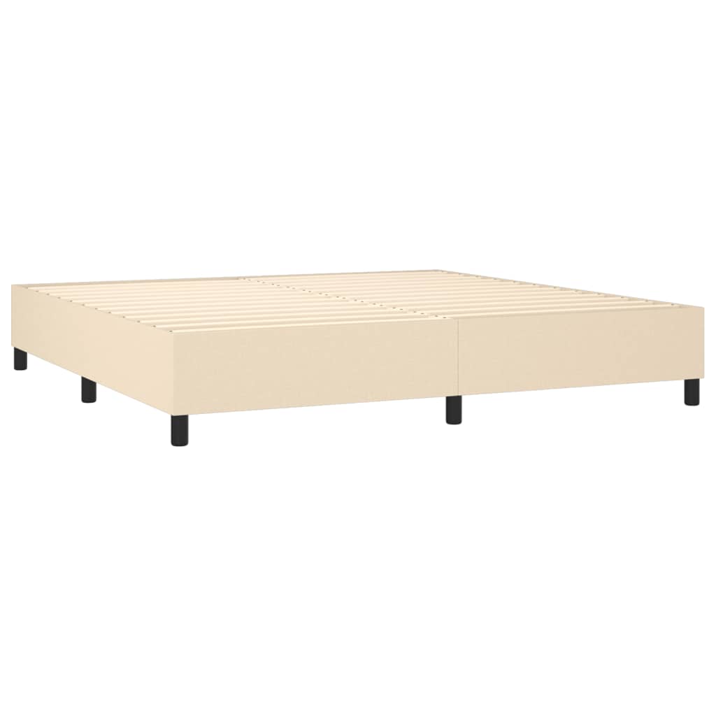 Boxspring Met Matras Stof Kleurig Crème 200 x 200 cm Knopen