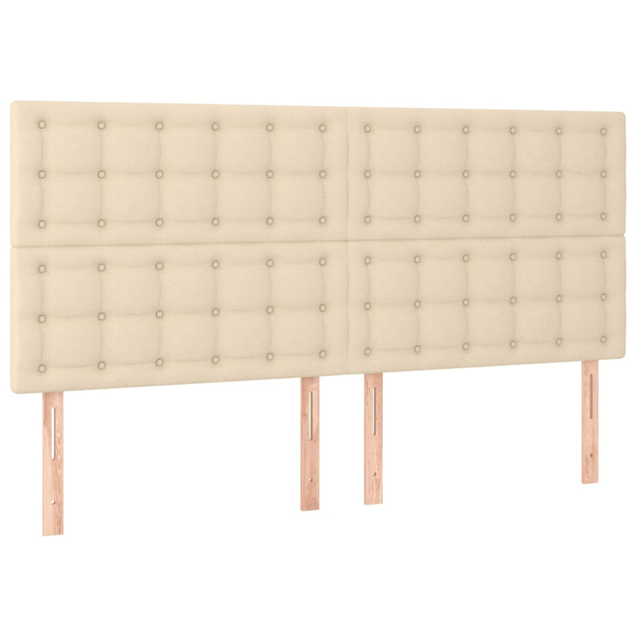 Boxspring Met Matras Stof Kleurig Crème 200 x 200 cm Knopen