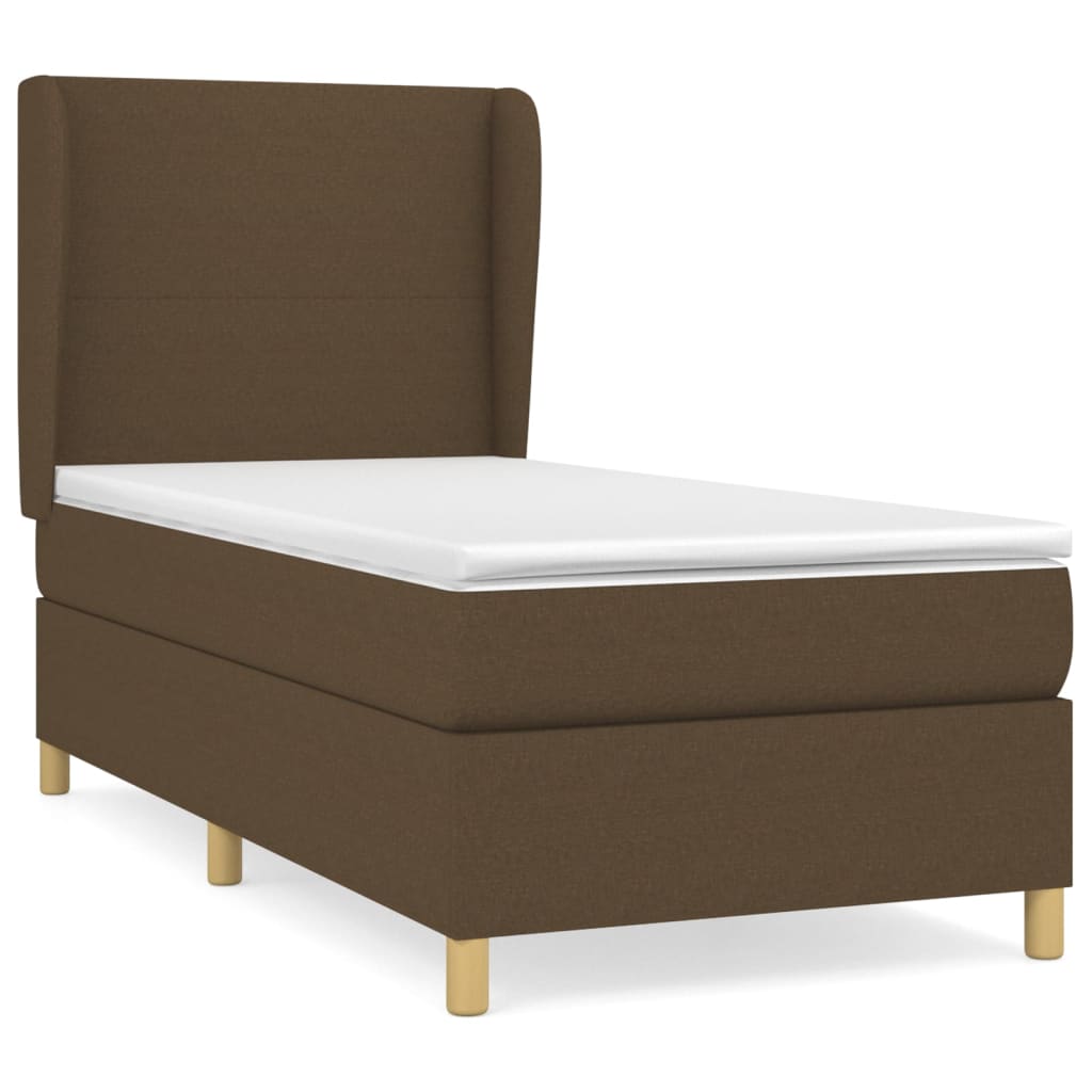 Boxspring Met Matras Stof Donkerbruin 80 x 200 cm Effen ontwerp