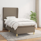 Box spring with fabric mattress taupe 80x200 cm