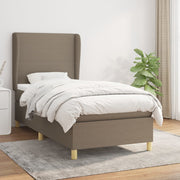 Box spring with fabric mattress taupe 80x200 cm