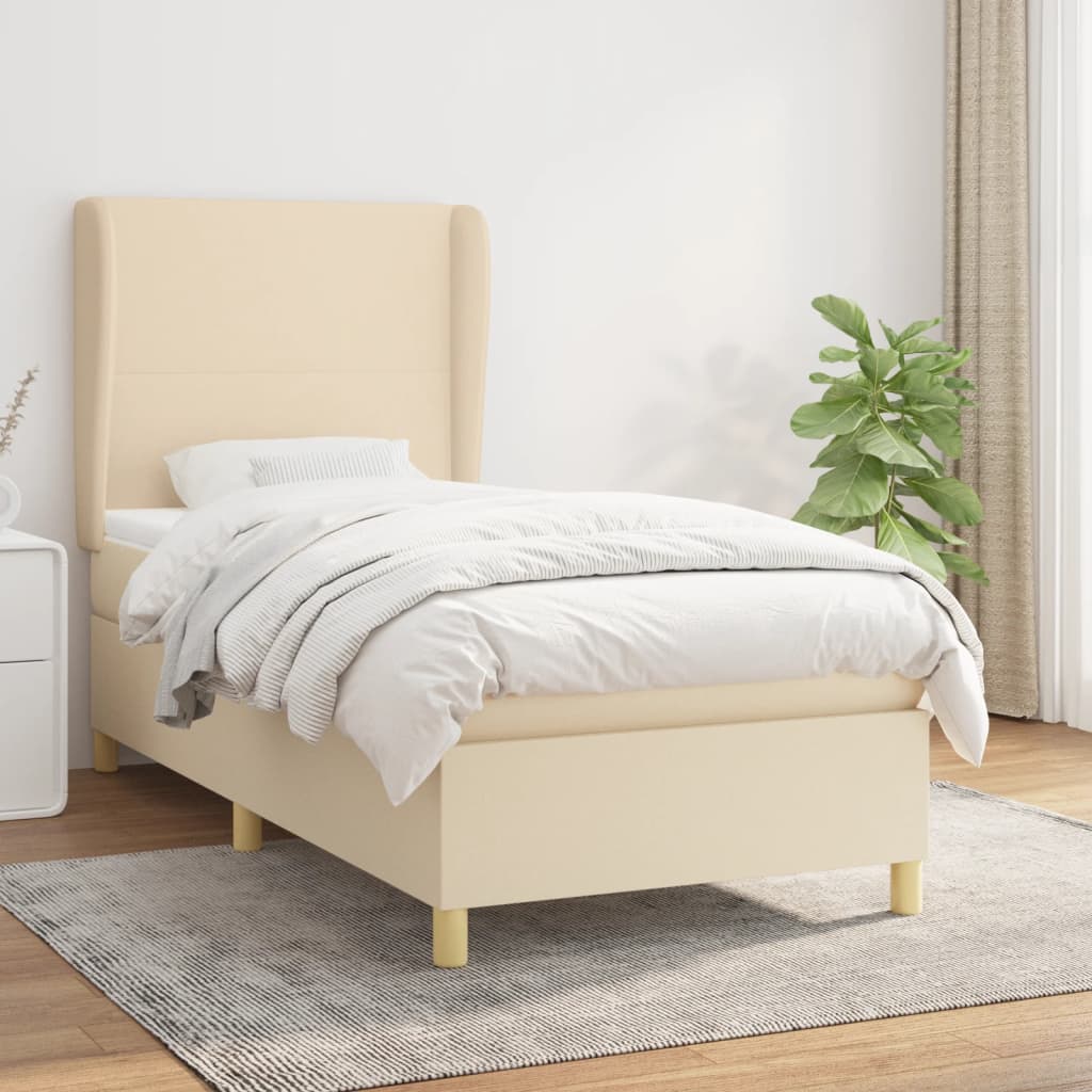 Boxspring met matras stof crèmekleurig 80x200 cm 80 x 200 cm Crème