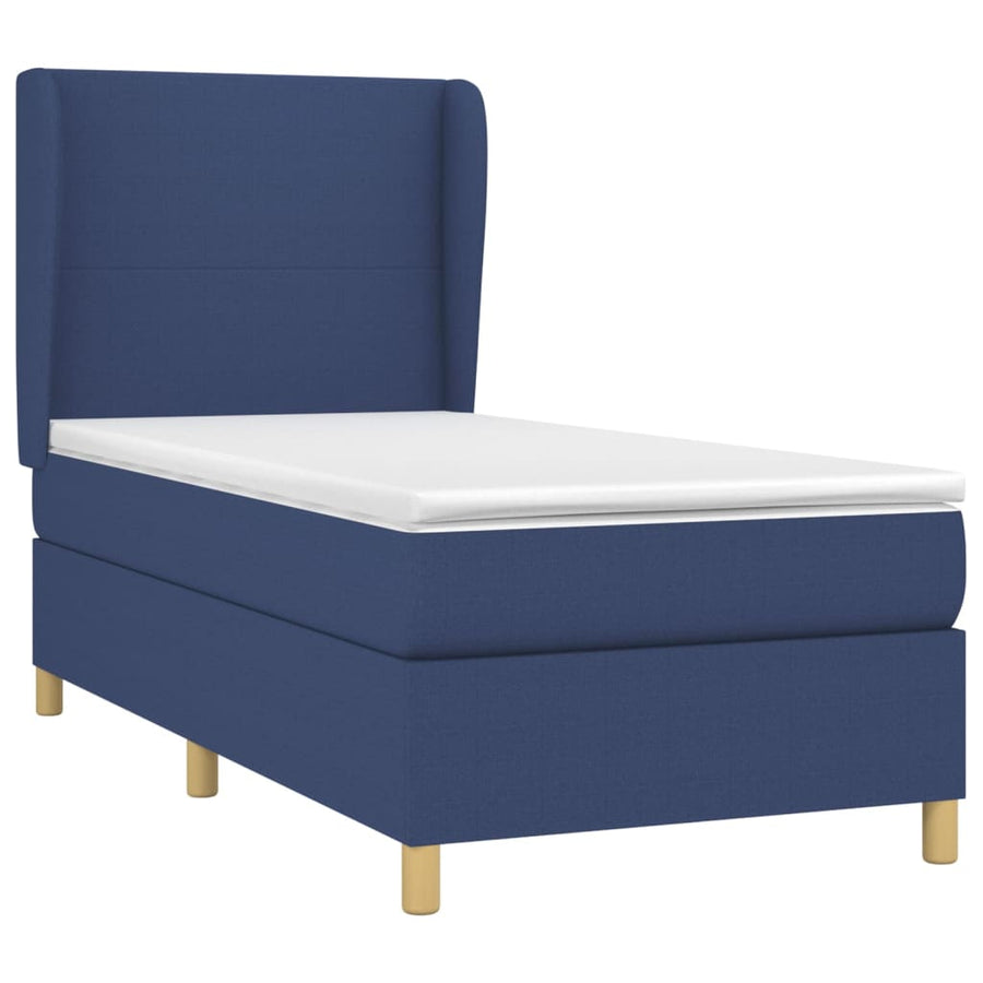 Boxspring Met Matras Stof Blauw 80X200 Cm Blauw 80 x 200 cm Effen ontwerp
