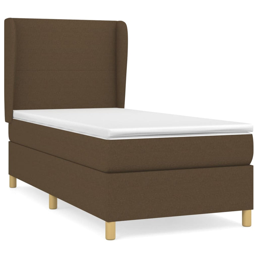 Boxspring Met Matras Stof Donkerbruin 90 x 190 cm Effen ontwerp