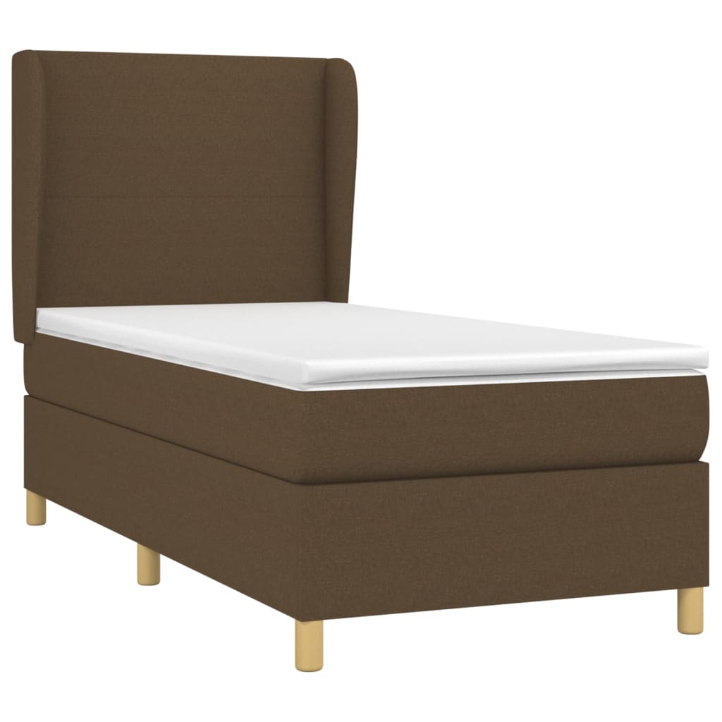 Boxspring Met Matras Stof Donkerbruin 90 x 190 cm Effen ontwerp
