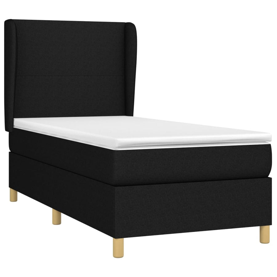 Boxspring Met Matras Stof Zwart 100 x 200 cm Effen ontwerp