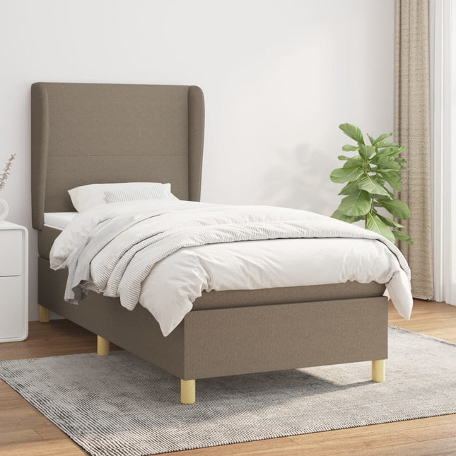 Boxspring met matras stof taupe 100x200 cm 100 x 200 cm Effen ontwerp