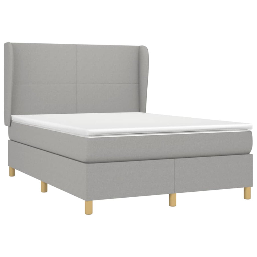 Boxspring Met Matras Stof Lichtgrijs 140 x 190 cm Effen ontwerp