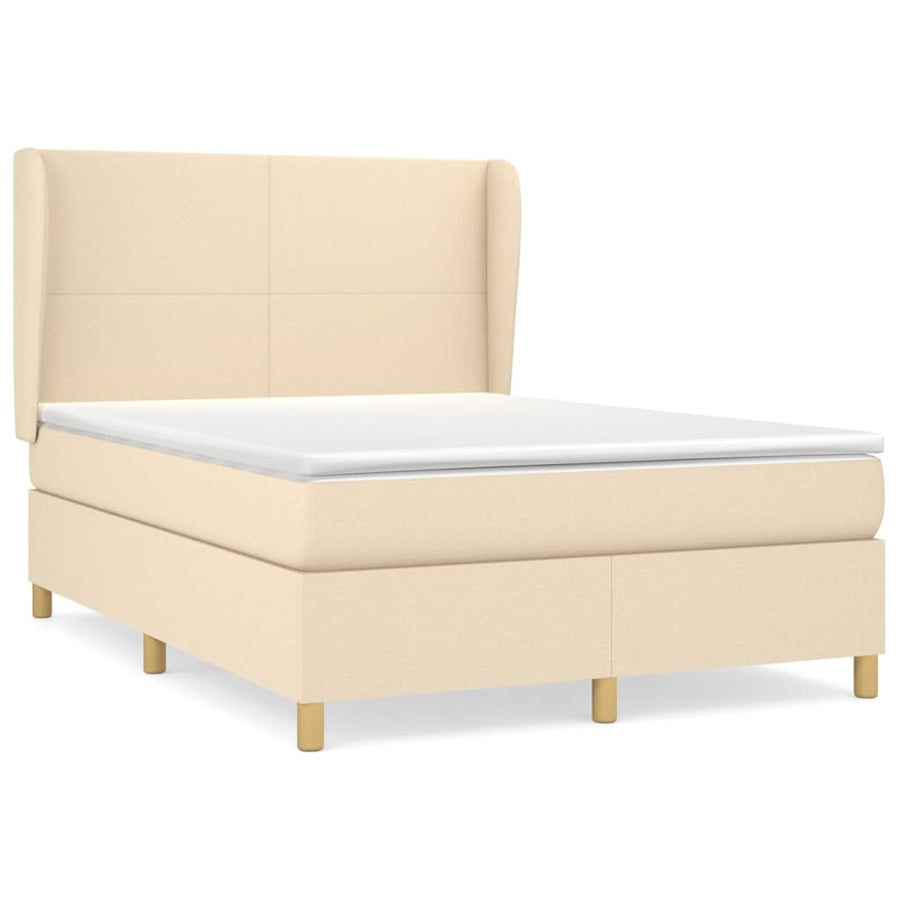 Boxspring met matras stof crèmekleurig 140x190 cm 140 x 190 cm Crème