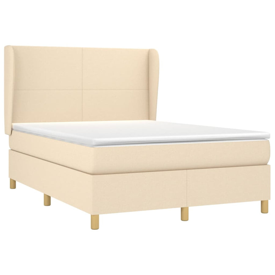 Boxspring met matras stof crèmekleurig 140x190 cm 140 x 190 cm Crème