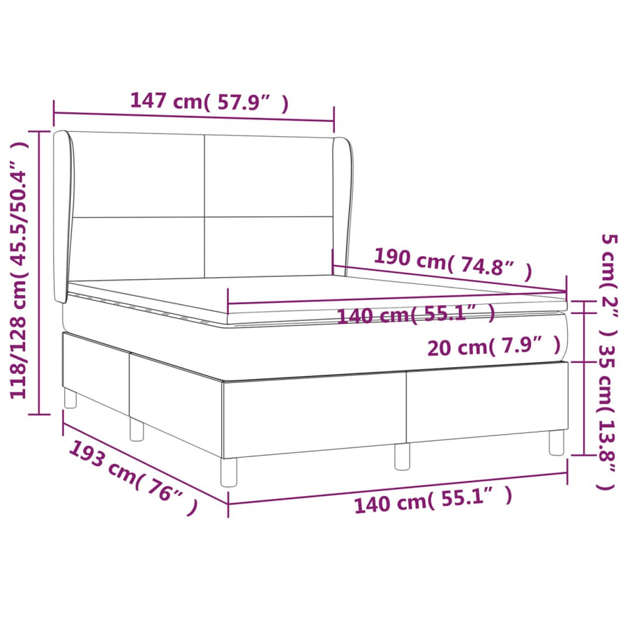 Boxspring Met Matras Stof Blauw 140 x 190 cm Effen ontwerp
