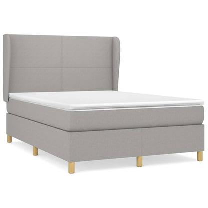 Boxspring Met Matras Stof Lichtgrijs 140 x 200 cm Effen ontwerp
