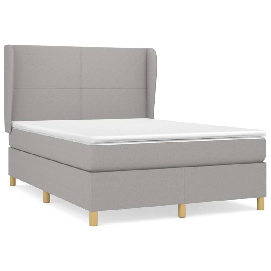 Boxspring Met Matras Stof Lichtgrijs 140 x 200 cm Effen ontwerp