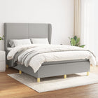 Boxspring Met Matras Stof Lichtgrijs 140 x 200 cm Effen ontwerp