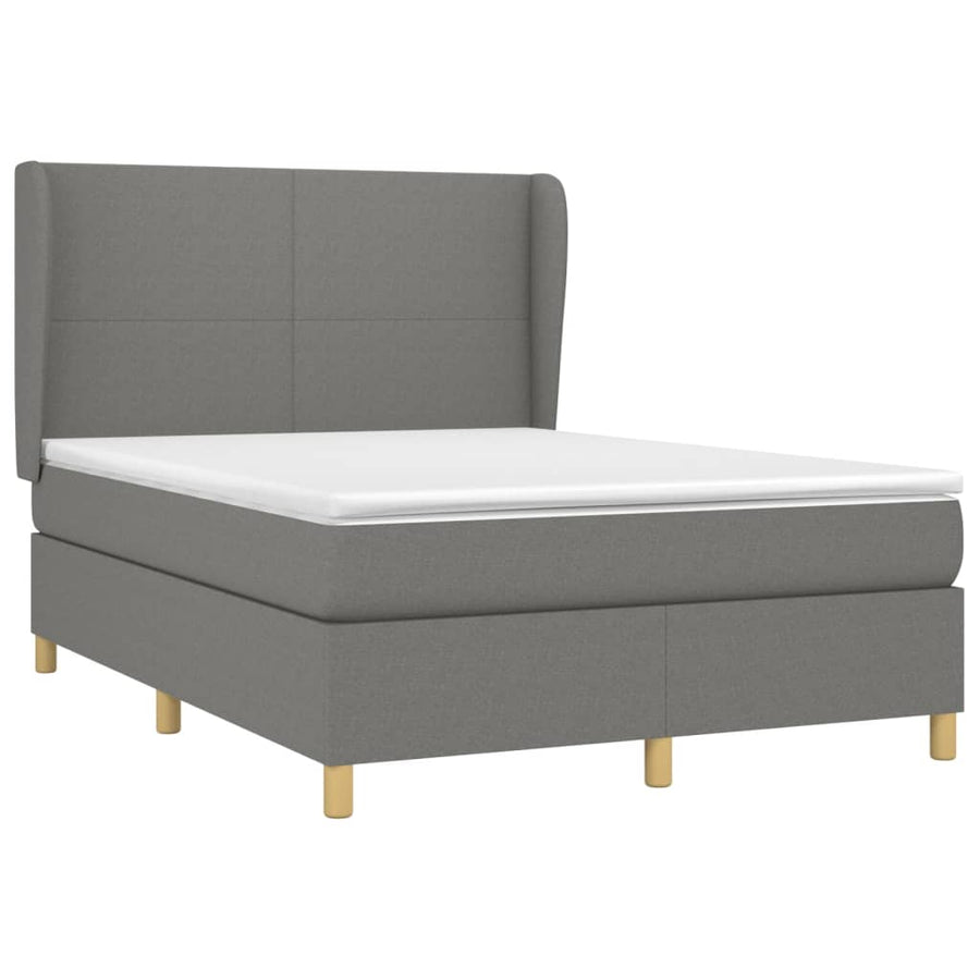Boxspring Met Matras Stof Donkergrijs 140 x 200 cm Effen ontwerp