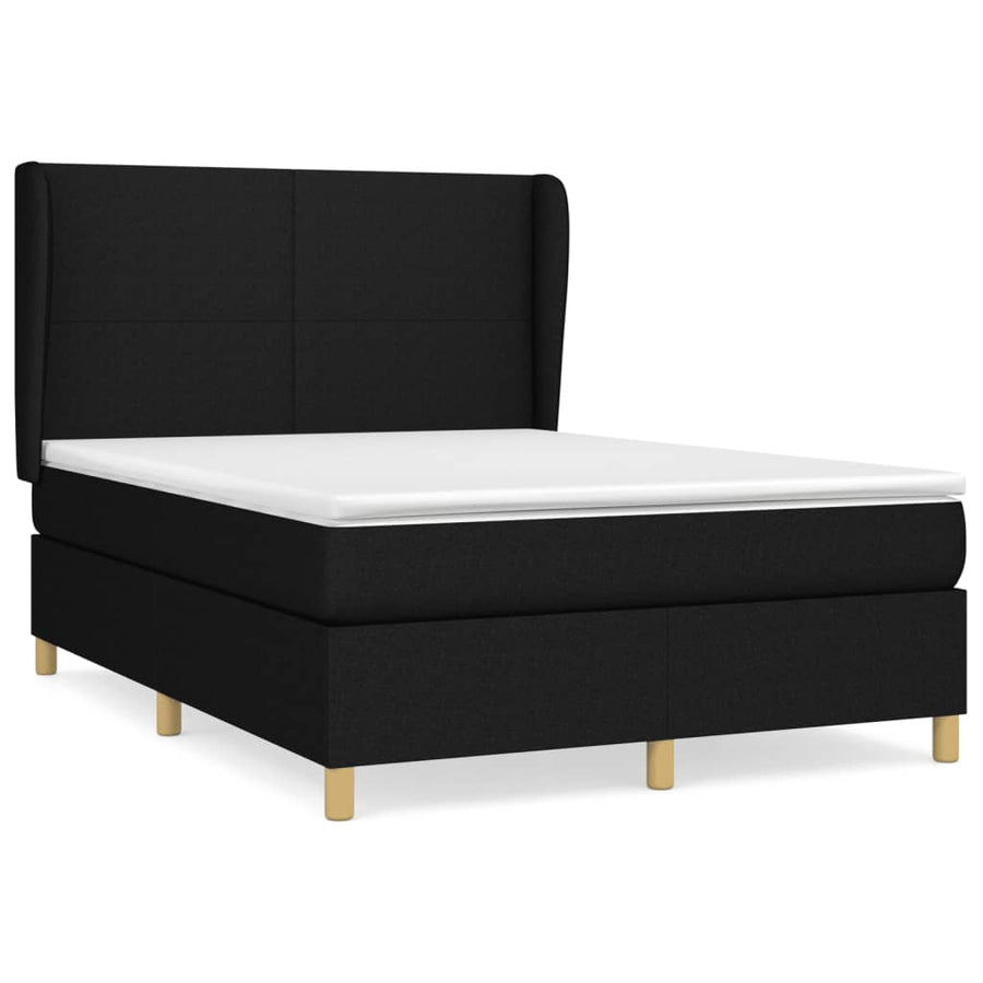 Boxspring Met Matras Stof Zwart 140 x 200 cm Effen ontwerp