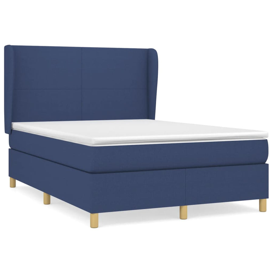 Boxspring Met Matras Stof Blauw 140 x 200 cm Effen ontwerp