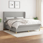 Boxspring Met Matras Stof Lichtgrijs 160 x 200 cm Effen ontwerp