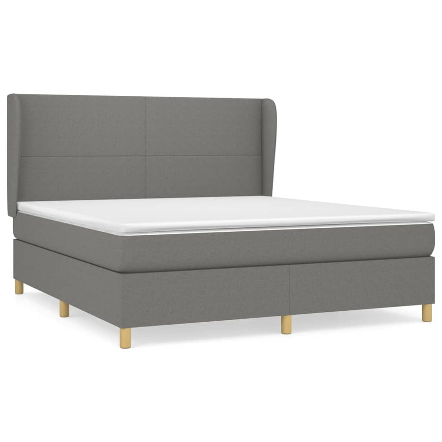 Boxspring Met Matras Stof Donkergrijs 160 x 200 cm Effen ontwerp