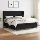 Boxspring Met Matras Stof Zwart 160 x 200 cm Effen ontwerp