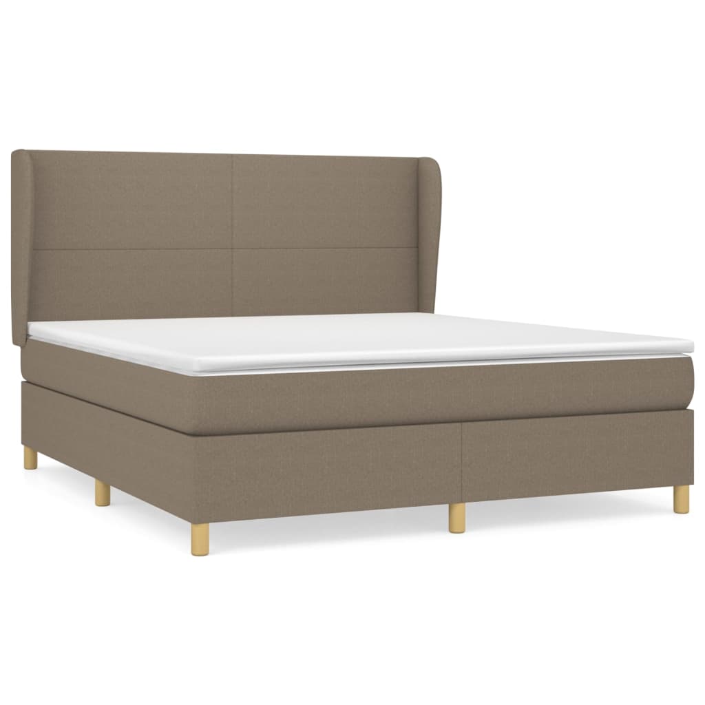Boxspring Met Matras Stof Taupe 160X200 Cm Taupe 160 x 200 cm Effen ontwerp