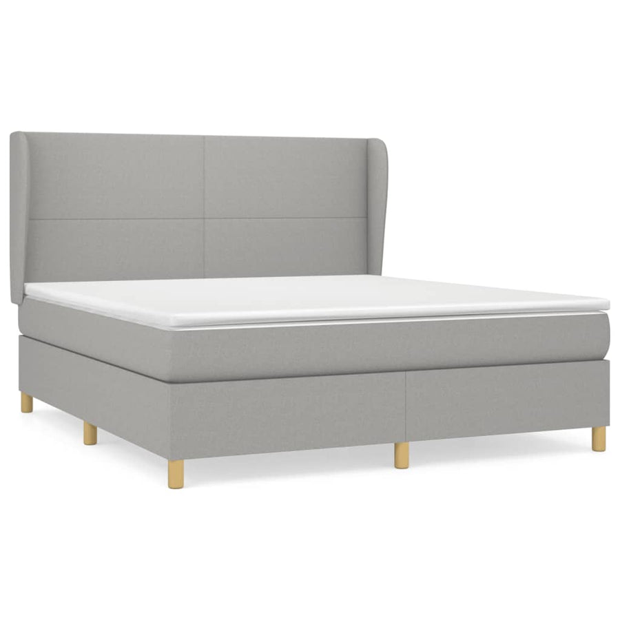 Boxspring Met Matras Stof Lichtgrijs 180 x 200 cm Effen ontwerp
