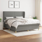 Boxspring Met Matras Stof Donkergrijs 180 x 200 cm Effen ontwerp