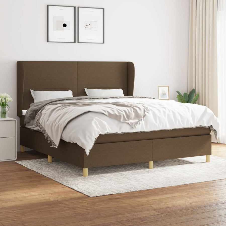 Boxspring Met Matras Stof 180 x 200 cm Donkerbruin