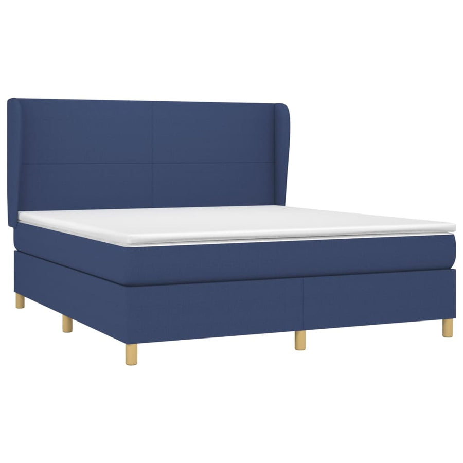 Boxspring Met Matras Stof Blauw 180 x 200 cm Effen ontwerp