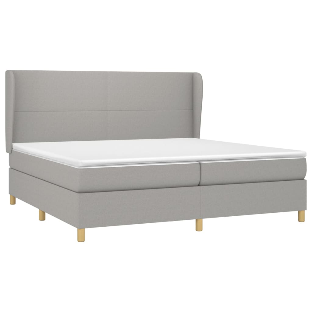 Boxspring Met Matras Stof Lichtgrijs 200 x 200 cm Effen ontwerp