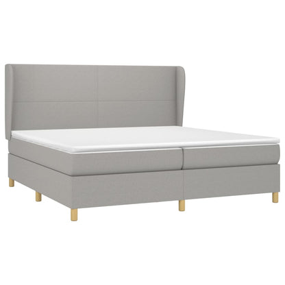 Boxspring Met Matras Stof Lichtgrijs 200 x 200 cm Effen ontwerp