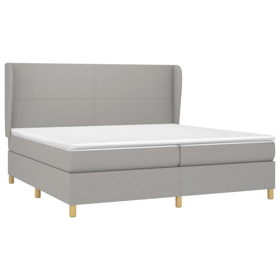 Boxspring Met Matras Stof Lichtgrijs 200 x 200 cm Effen ontwerp