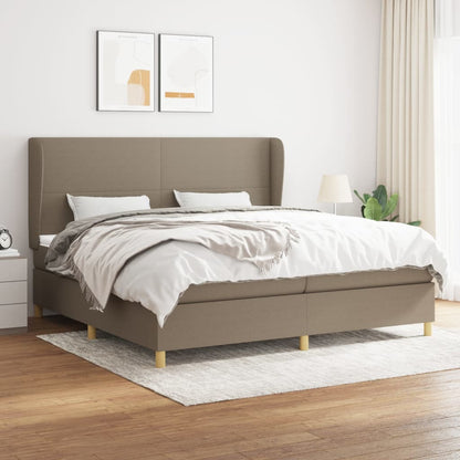 Boxspring Met Matras Stof Taupe 200X200 Cm Taupe 200 x 200 cm Effen ontwerp
