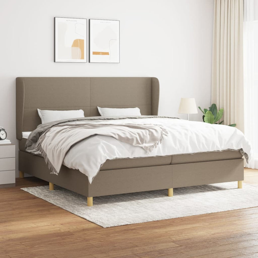 Boxspring Met Matras Stof Taupe 200X200 Cm Taupe 200 x 200 cm Effen ontwerp
