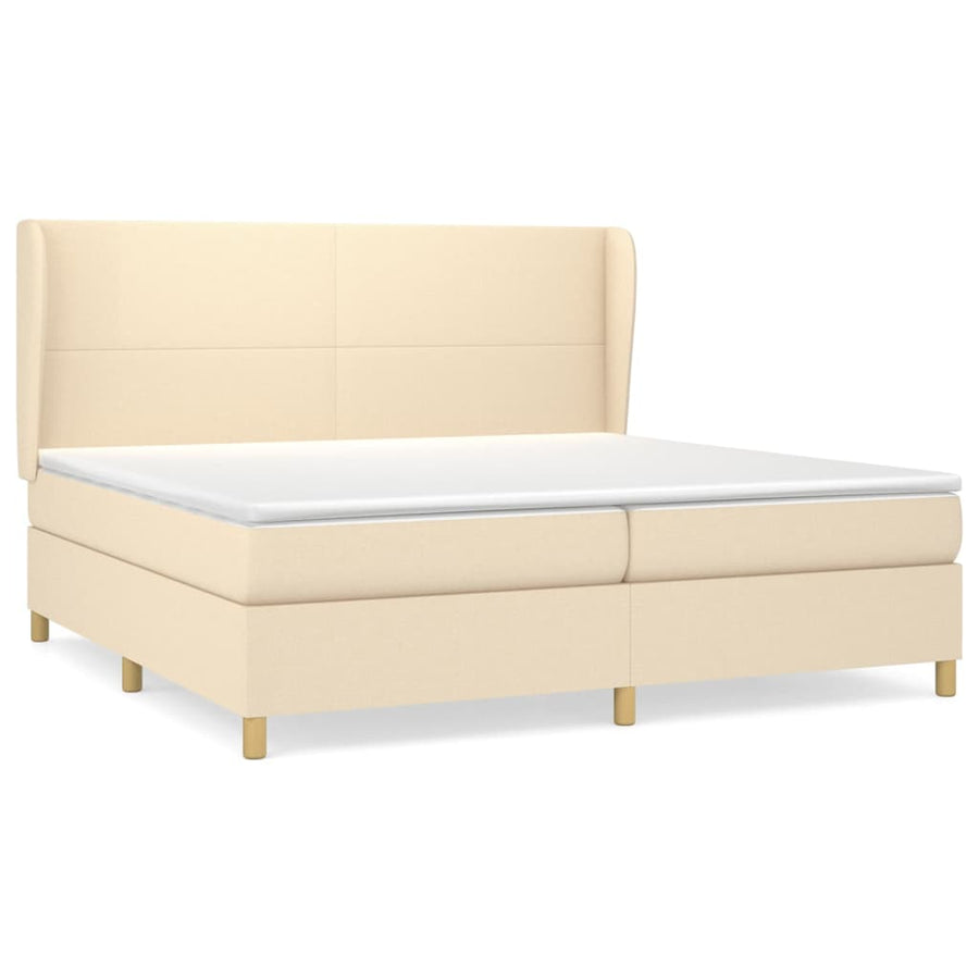 Boxspring met matras stof crèmekleurig 200x200 cm 200 x 200 cm Crème