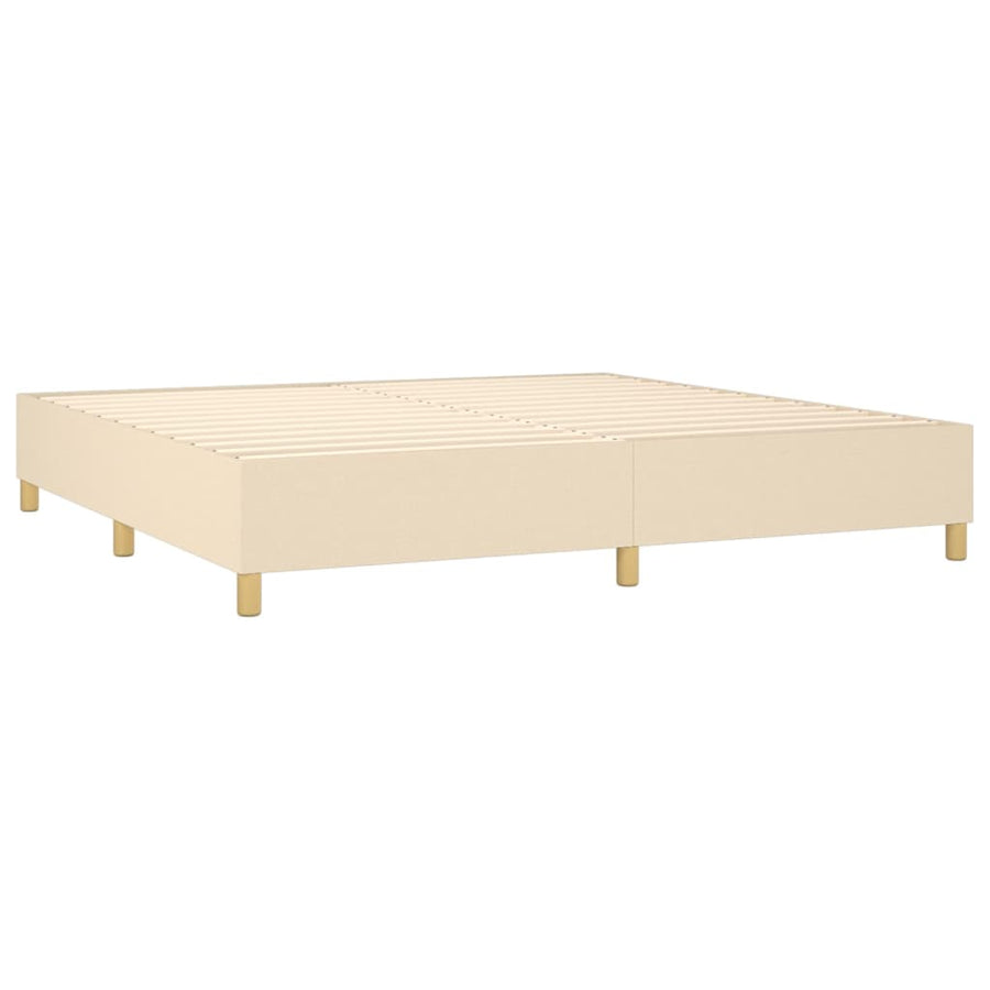 Boxspring met matras stof crèmekleurig 200x200 cm 200 x 200 cm Crème
