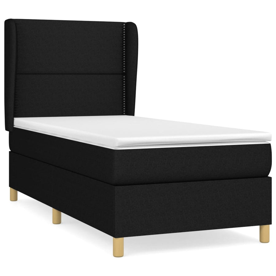 Boxspring Met Matras Stof Zwart 80 x 200 cm Effen met spijkers