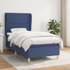 Boxspring Met Matras Stof Blauw 80 x 200 cm Effen met spijkers