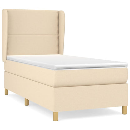 Boxspring met matras stof crèmekleurig 90x190 cm 90 x 190 cm Crème