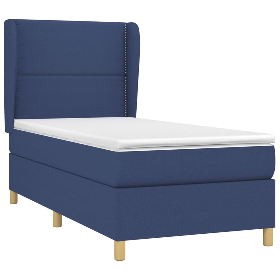 Boxspring Met Matras Stof Blauw 90 x 190 cm Effen met spijkers