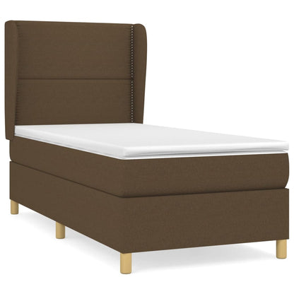 Boxspring Met Matras Stof Donkerbruin 90 x 200 cm Effen met spijkers