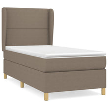 Boxspring met matras stof taupe 90x200 cm 90 x 200 cm Effen met spijkers