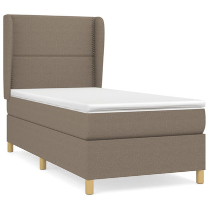 Boxspring met matras stof taupe 90x200 cm 90 x 200 cm Effen met spijkers